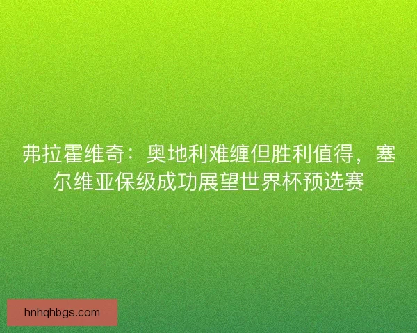 弗拉霍维奇：奥地利难缠但胜利值得，塞尔维亚保级成功展望世界杯预选赛